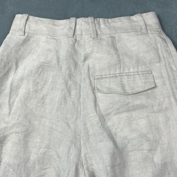ARKET Linen Pleated Wide Leg Trousers 34 Beige 100% Linen Minimalist 1063502-001 - Image 12