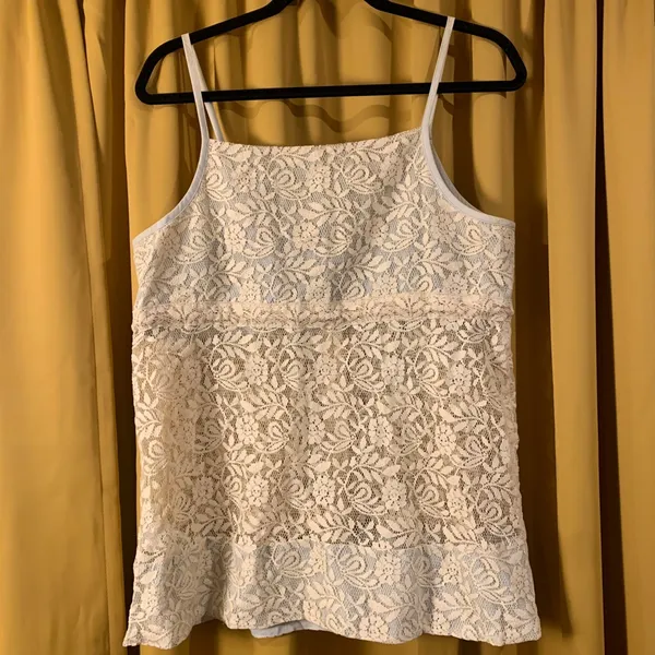 Sheer Floral Button Down Sweet n Flirty Tank Blue Size 12 - Image 2