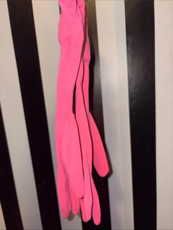 Vintage Pink Ruched Long Gloves Retro Formal Wear Fancy Dress - Image 12