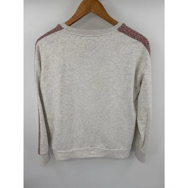Anthropologie All Fenix pink cheetah side striped crewneck jogger set women’s S - Image 8