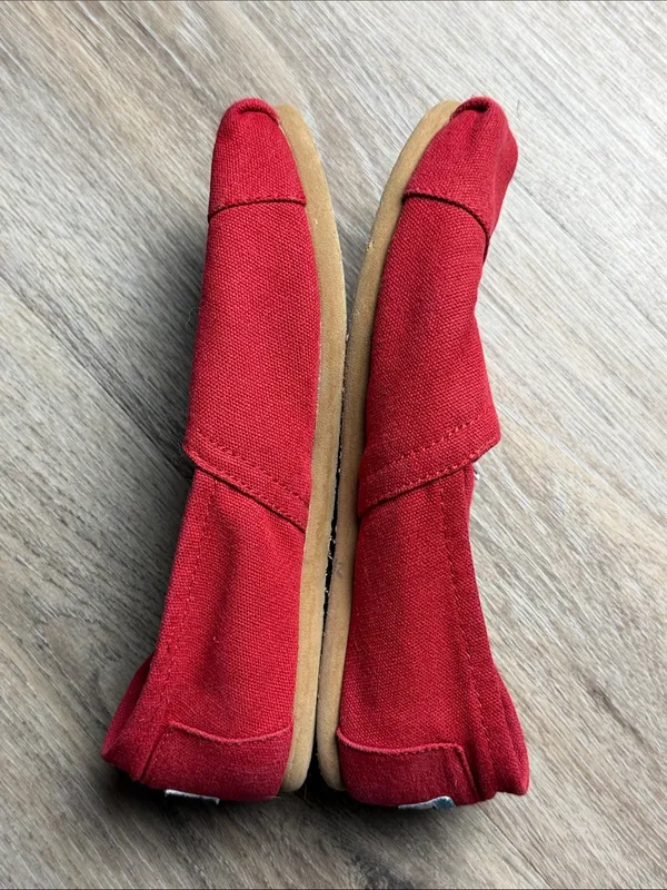 TOMS Classic Red Canvas Alpargata Slip On Shoes Size 7 - Image 7
