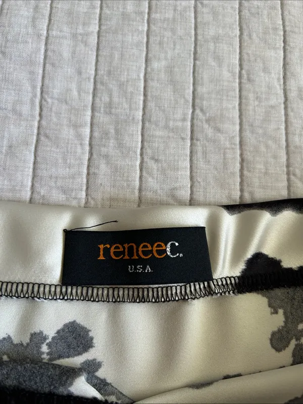 Renee c. USA champagne, black satin western cow print mini skirt L - Image 4