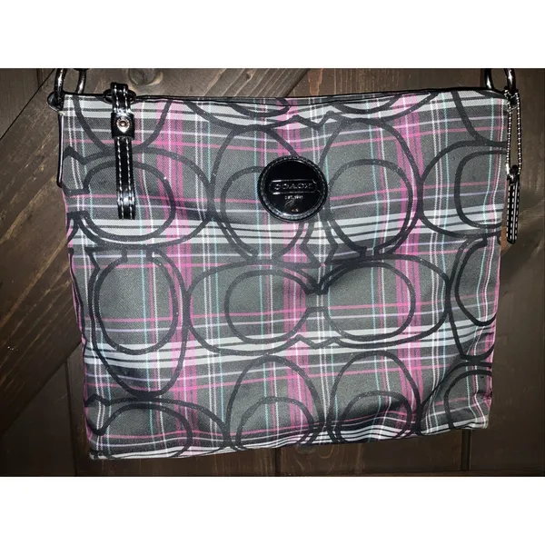 Coach Purse Poppy Plaid Berry‎ Pink Purple Black Glittery - Image 2