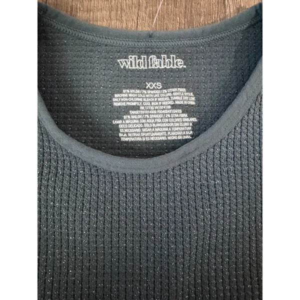 Wild Fable Seamless Short‎ Sleeve Crop Top Dark Blue Shimmer XXS - Image 2