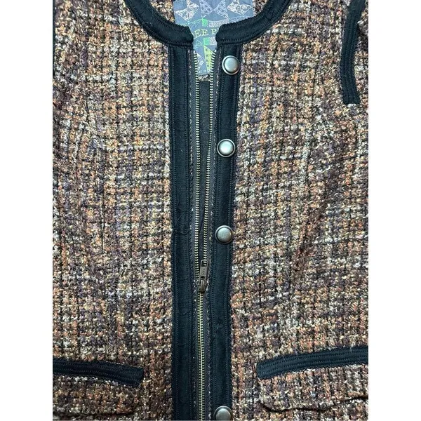 Free People Jacket Tweed‎ Full Zip Multi-Color Wool Blend Size 4 - Image 5