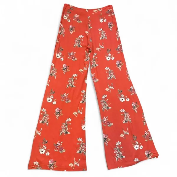 NEW William B Orange Floral Whimsigoth High-Rise Wide Leg Side-Split Pant — SM - Image 3
