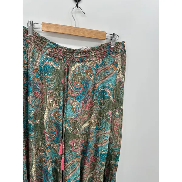 Catherine Malandrino‎ Womens Paisley Satin Maxi Skirt Size L Boho Gypsy Hippie - Image 4