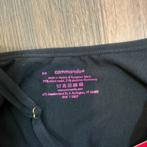 Commando Butter Lifted Cami Bodysuit Black Adjustable Straps XS New BDS113 - Image 2