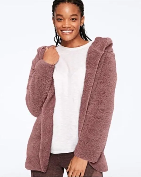 PINK maroon fuzzy jacket - Image 2