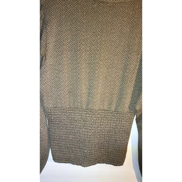 Gimmicks by BKE Women's Brown Herringbone Knit V-Neck Tie Long Sleeve Blouse M - Image 4