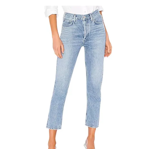 Agolde Riley High Rise Straight Crop jeans denim in Blur 26 - Image 5