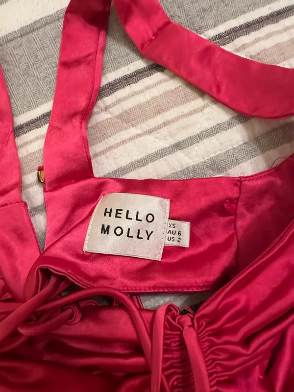 Hello Molly Dress Maxi Pink Satin - Image 2