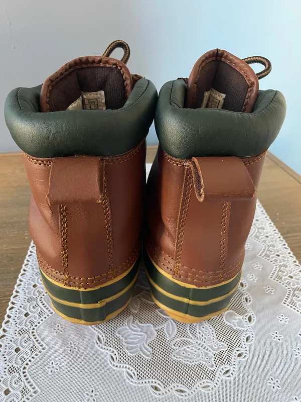 Climate Insoles of DuPont Brown Leather Green Duck Boots Size 6.5 Thermolite - Image 3