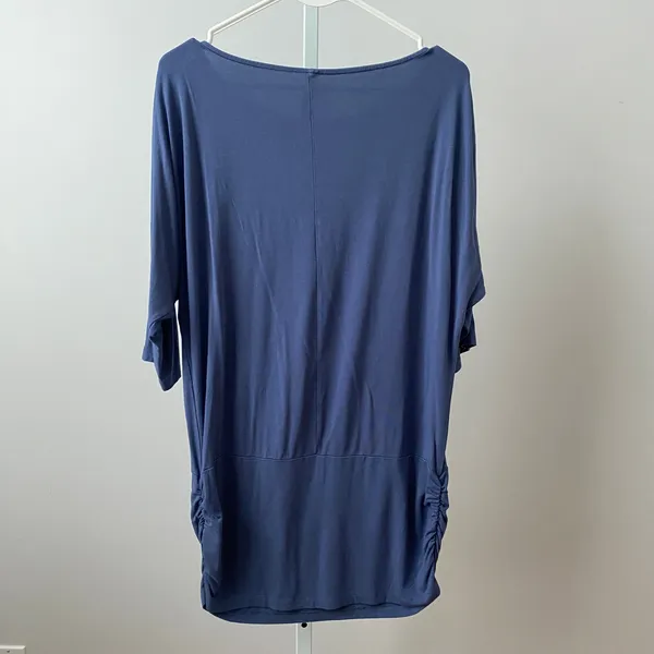 Seraphine‎ Maternity Boho 10 Blue Tunic Top Ruched Button Shoulder Dolman Sleeve - Image 6