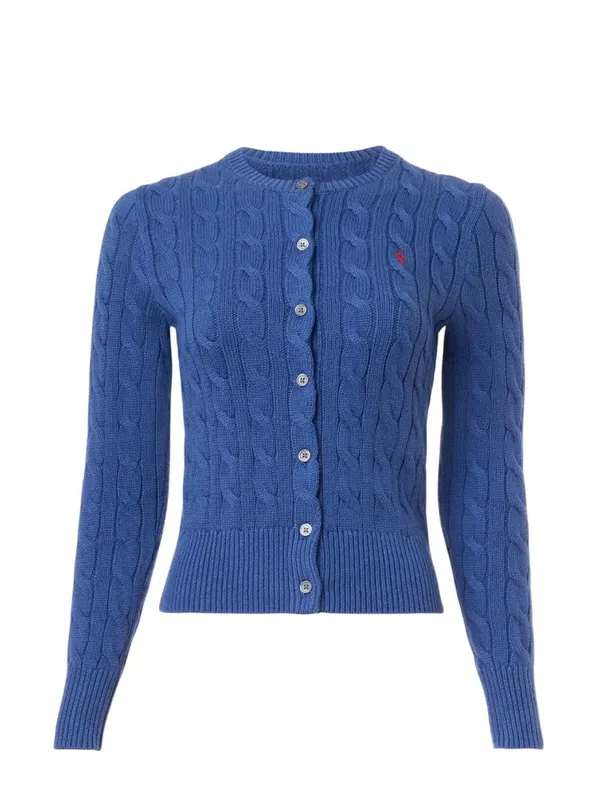 Polo Ralph Lauren Cable Knit Long Sleeve Cardigan in Charter Blue XSmall Womens - Image 9