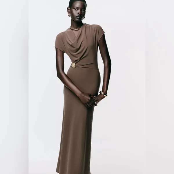 Nwt Zara Draped Dress With Hardware Size S - Image 3