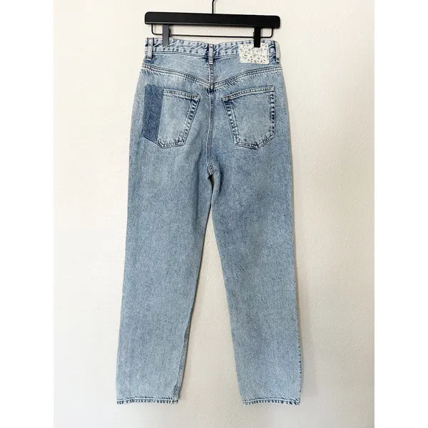 AG Adriano Goldschmied Patchwork‎ Straight Leg Jeans Light Wash Womens Size 25 - Image 6