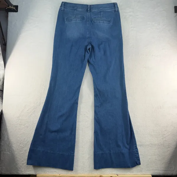 Express‎ 12 Jeans 70s Flare Mid Rise Conscious Edit Medium Wash Blue Boho Retro - Image 12