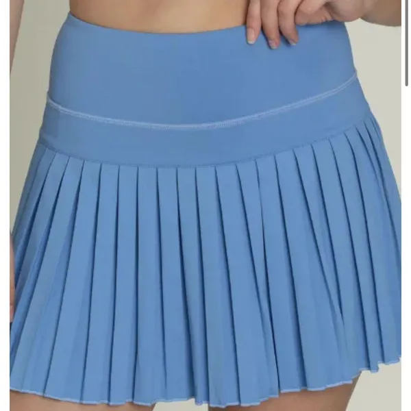 Gold Hinge 15" Pleated Tennis Skirt Marina Blue - Image 3
