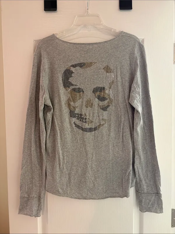 Zadig & Voltaire Tunisien Glitter Skull Henley Large - Image 3