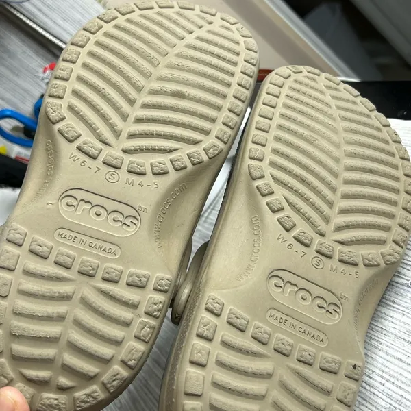 CROCS unisex basic Classic Sandals Clogs Shoes Beige/Tan Size W6-7 M 4-5 - Image 9