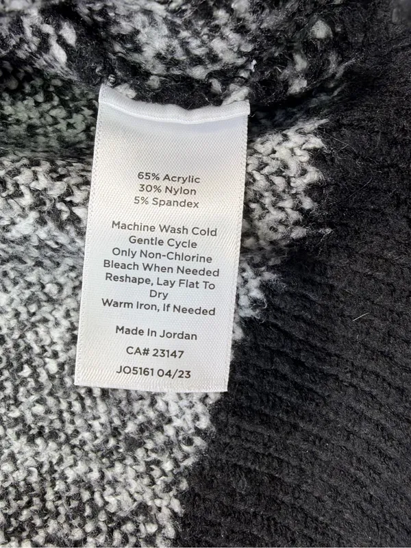 Talbots Black and White Plaid V-Neck Cardigan with Silver Buttons Size Large - Image 6