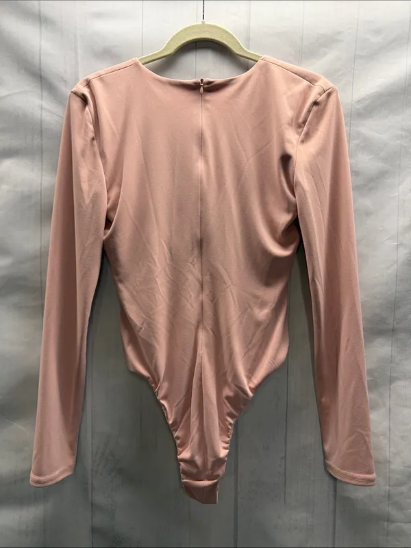 Zara Blush Pink V-Neck Long Sleeve Bodysuit Size Small - Image 4