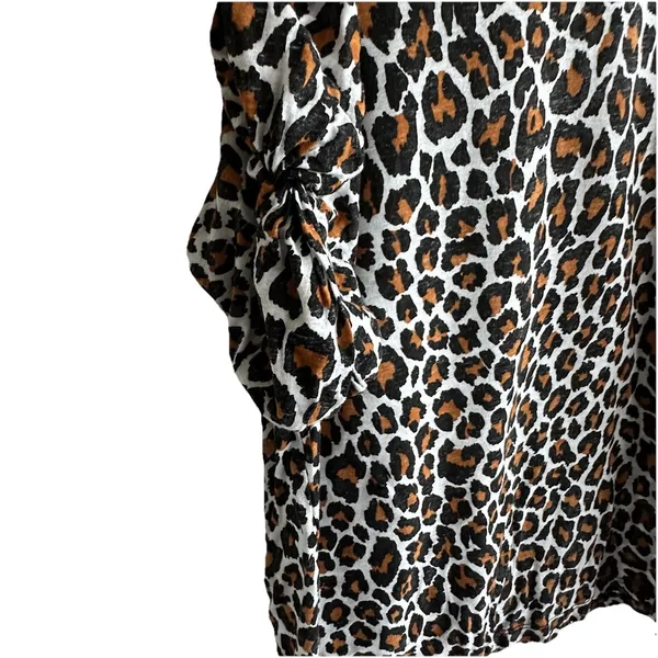 Loft A.L.C. Kati Tee Sz M leopard-print cotton puff sleeves - Image 8