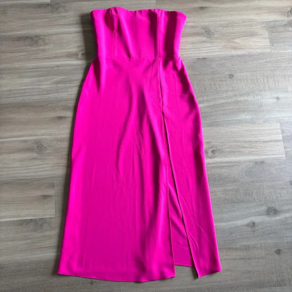 Amanda Uprichard Mandy Midi Dress Women Size Medium Hot Pink - Image 3