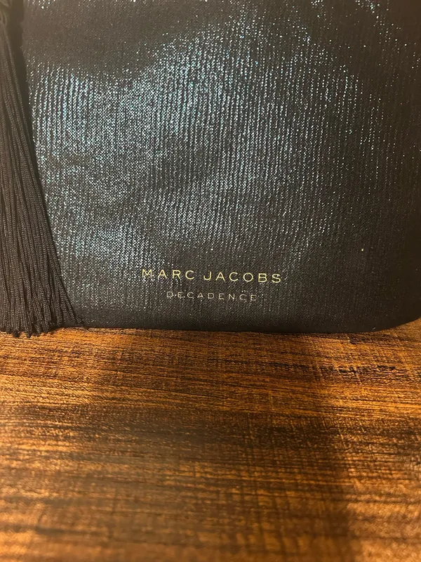 Marc Jacobs Decadence Black Metallic Clutch Wristlet Zip Tassel Gold Hardware - Image 2