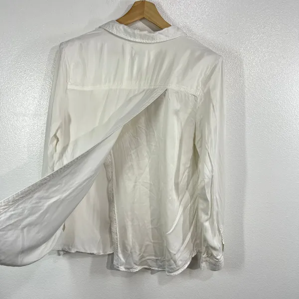 Pilcro the Letterpress Anthropologie White Viscose Split‎ Back Button Down Shirt - Image 3