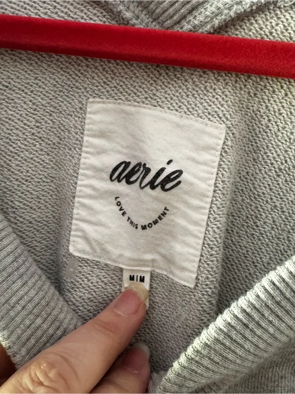 Aerie V-Neck Oversized Sweater Sweatshirt Women’s Medium Gray Pullover Slouchy - Image 2