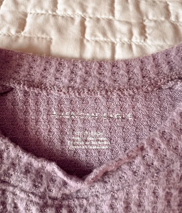 American Eagle Light Purple Waffle Knit Tee Size XS - Image 3