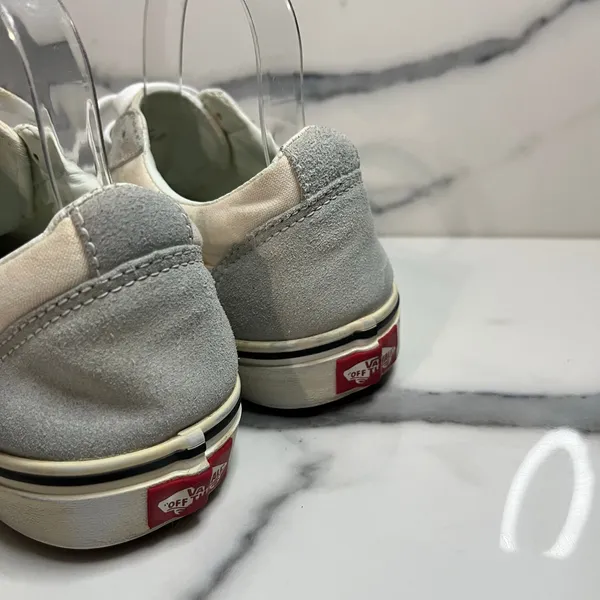 Vans Skateboard Women's Cream Gray Low Top Suede Leather Sneakers Sz 9.5 Classic - Image 4