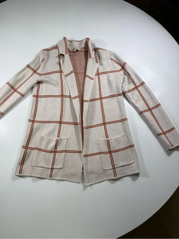 Loft 100% Cotton Cream and Rust Cardigan - Image 2