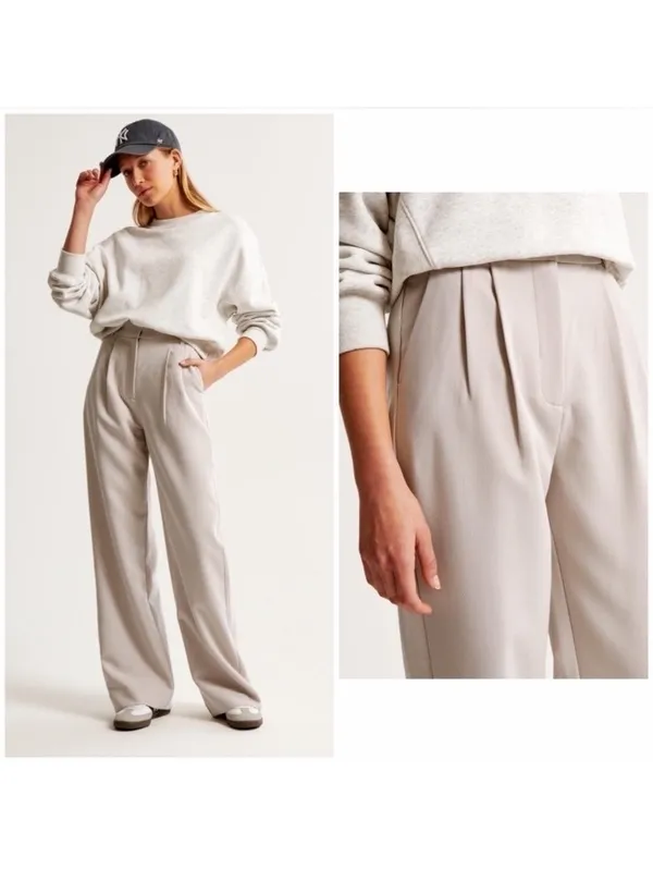 Abercrombie & Fitch Sloane Tailored Wide Leg Pants Trouser Beige Women’s 12/31 - Image 16