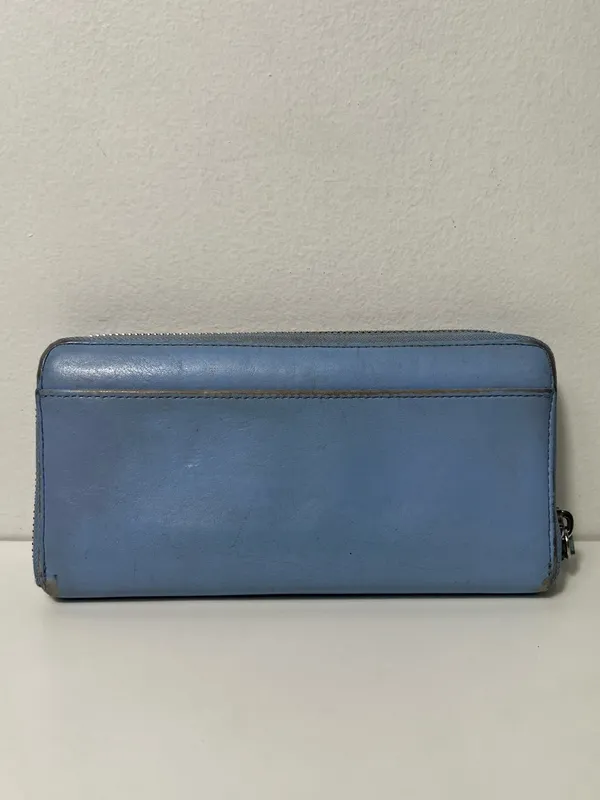 Coach Periwinkle Light Blue Leather Accordion Continental Zip Around Long Wallet - Image 3