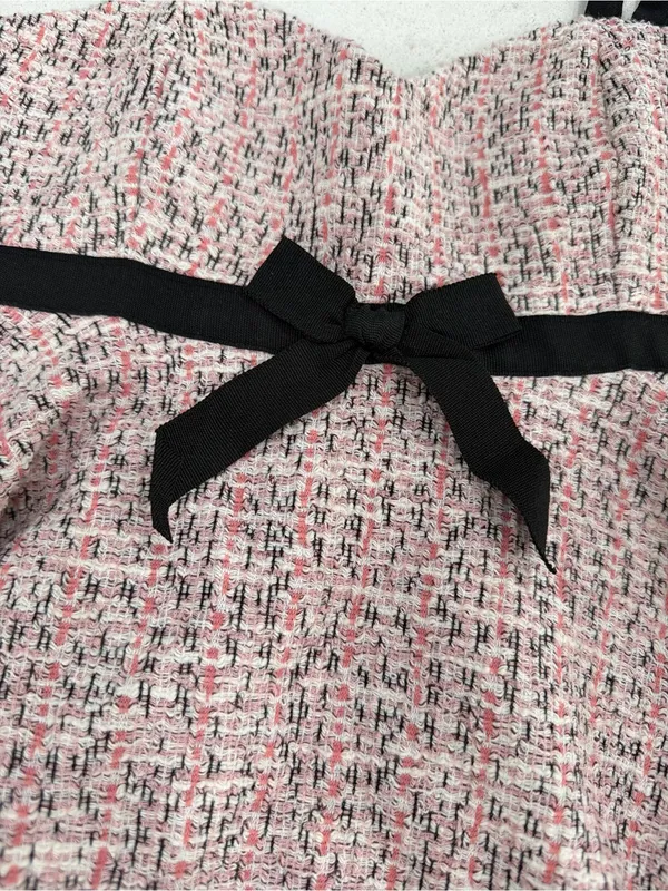 Zara Pink Tweed Sweetheart Camisole with Black Straps - Image 6