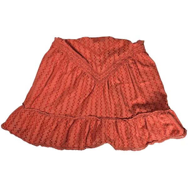 Free People‎ Elisa Tunic Tank Top XS Coral Orange Lace Trim Halter Sleeveless - Image 8