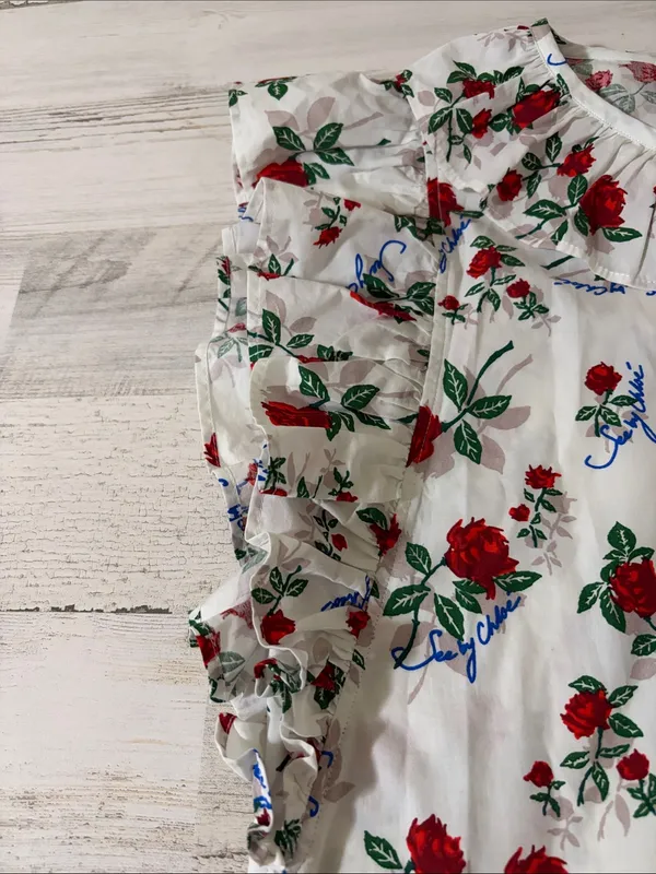 See By Chloe White Dita Floral Ruffle Tie-Neck Blouse - Image 6
