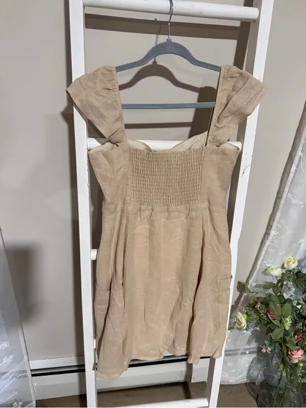 Show Me Your MuMu Beige Button-Front Mini Dress - Image 3