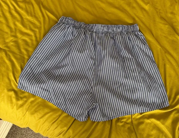 Women’s blue and white striped boxer shorts - Image 2