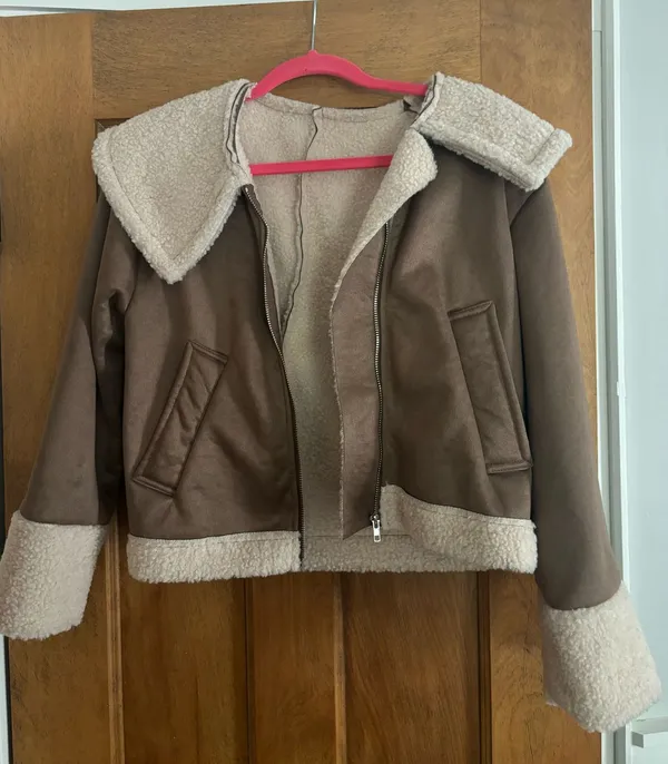 Brown suede turn down jacket Size M - Image 3