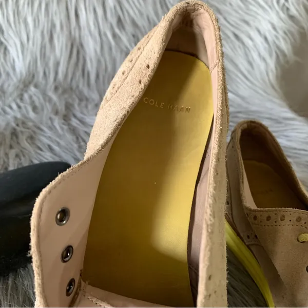 Cole Haan Lunargrand Wingtip Oxfords tan suede upper 7.5 women’s - Image 12