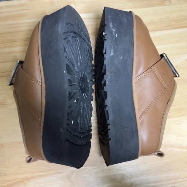 UGG Opening Ceremony Platform Clog Mule Shoes‎ Brown Shearling Lined Buckle 9 - Image 14