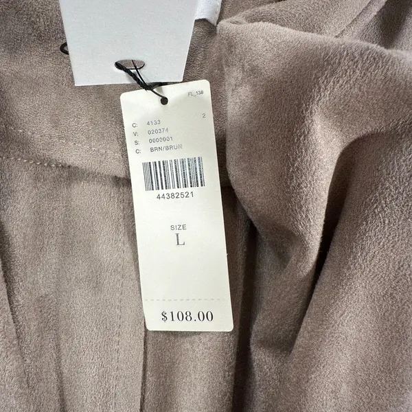 BB Dakota Open Front Moto Jacket Faux Suede Womens Large Beige New Anthropologie - Image 6