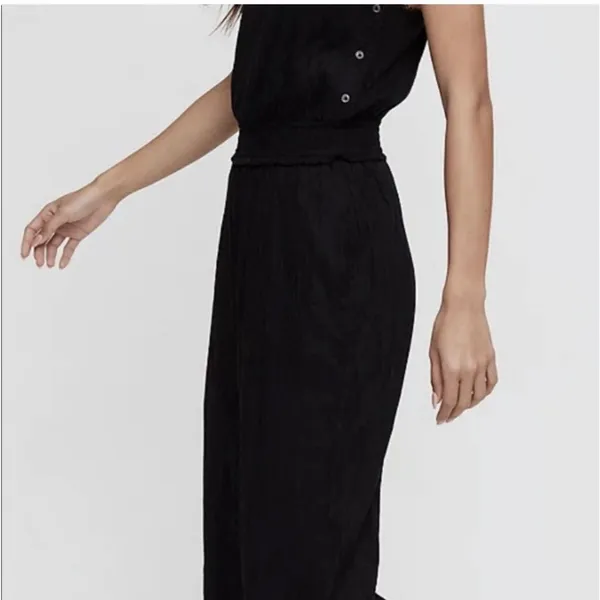 Wilfred Aritzia Irene Jumpsuit Size M Boho‎ Black Side Button Cinched Waist - Image 4