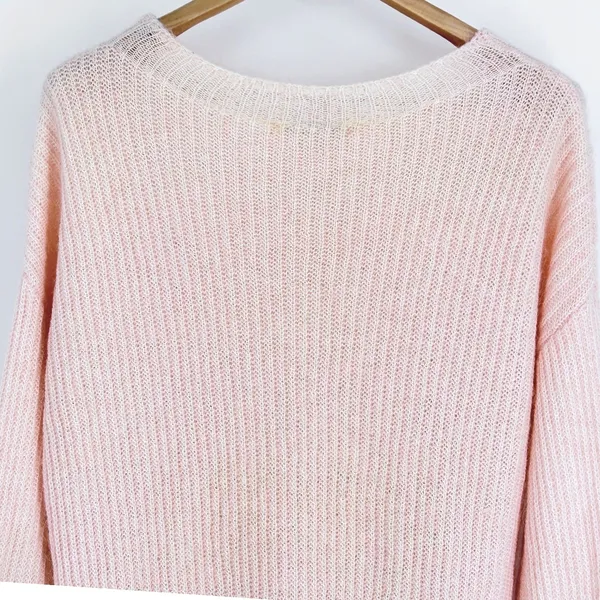 Boden Francesca Sweater Women's L Balloon Sleeve Rib Knit Mohair Knit Pink Large - Image 5