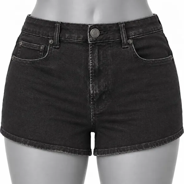 American Eagle Hi-Rise Shortie Black Denim Cutoff Shorts - Image 4