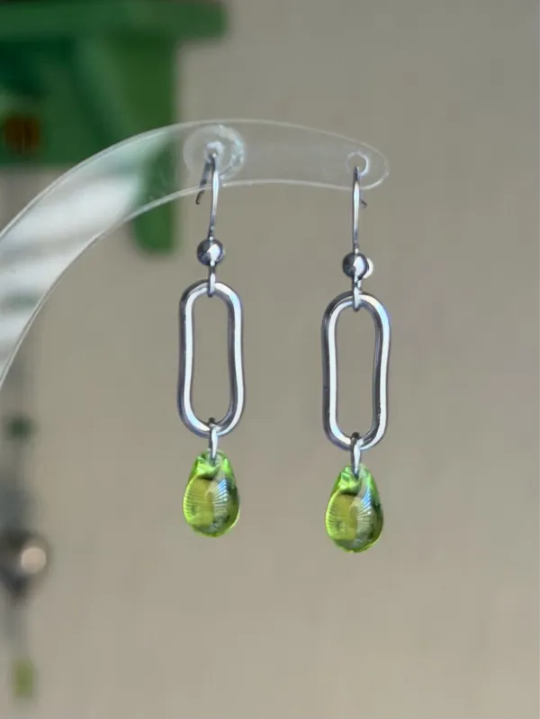 Handmade stainless steel chic fairy boho vintage style dangle earrings💚 - Image 2